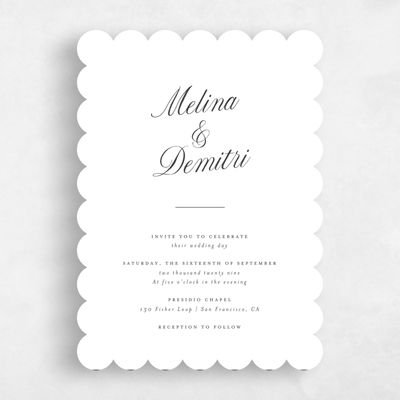 White Scalloped Wedding Invitation - Mabel Classic