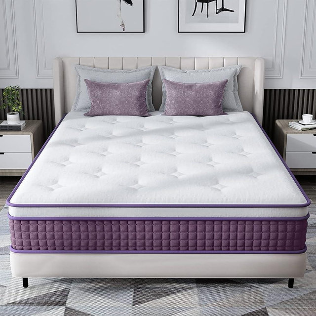 REGOSS King Mattress, 10 Inch Hybrid King Mattress, King Size Mattress in a Box, Plush Foam Mattress with Individually Pocketed Coils, Motion Isolation for Pressure Relief, Medium Soft