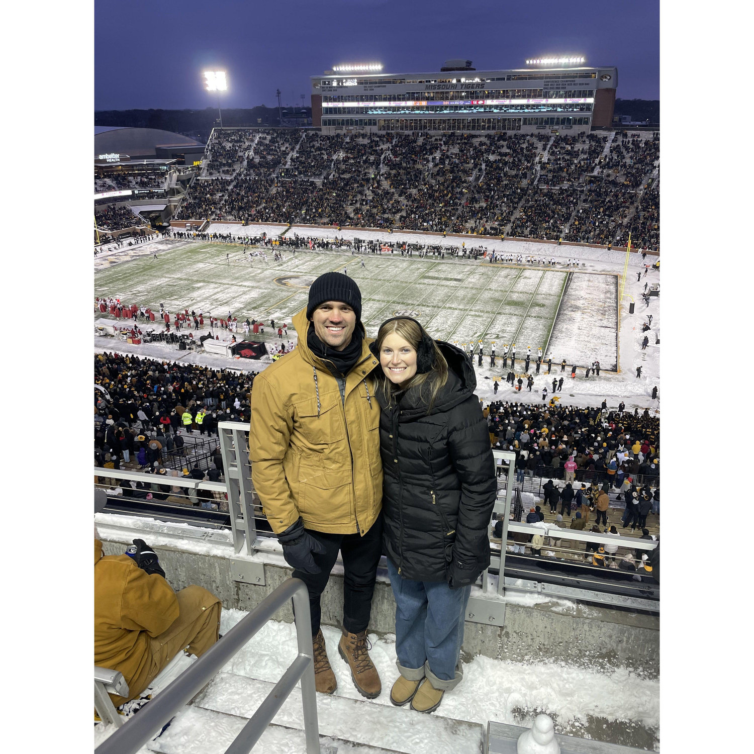 First Mizzou and snow football game for Zach