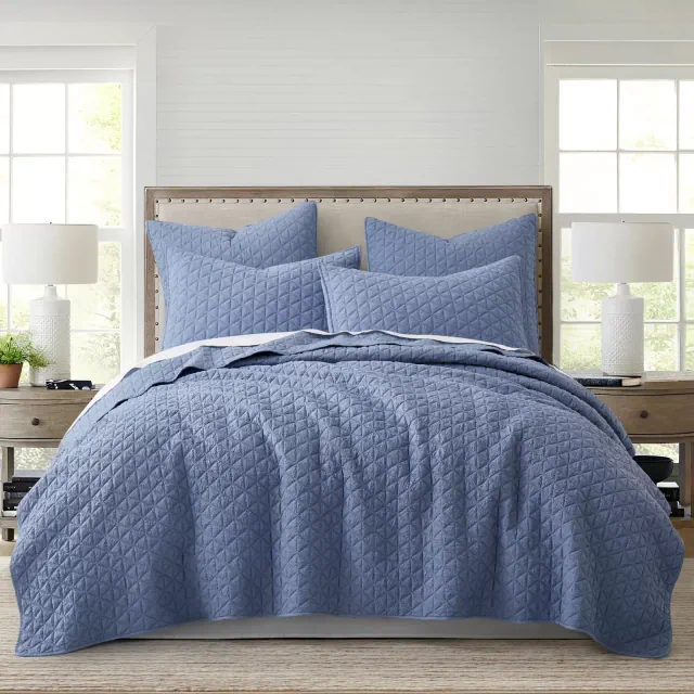 Rowan Blue Full/Queen Quilt Set- HomThreads by Levtex Home