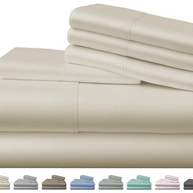 100% Viscose from Bamboo Sheets - Soft and Cool as 1000 Thread-Count Egyptian Cotton Sheets - Hypoallergenic 6-Piece Bamboo Sheet Set - Extra Deep Pocket, No-Slip Fitted Sheet (Queen, Ivory)