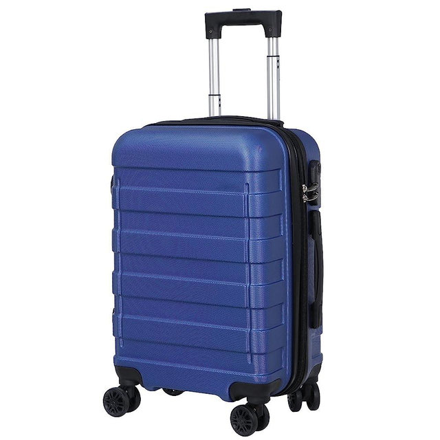 SUPER DEAL 21 Inch Expandable Suitcase Hardside Carry-On Travel Luggage with 360°Swivel Wheels and Height Adjustable Handle, Blue