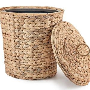 Wicker Trash Can with Lid