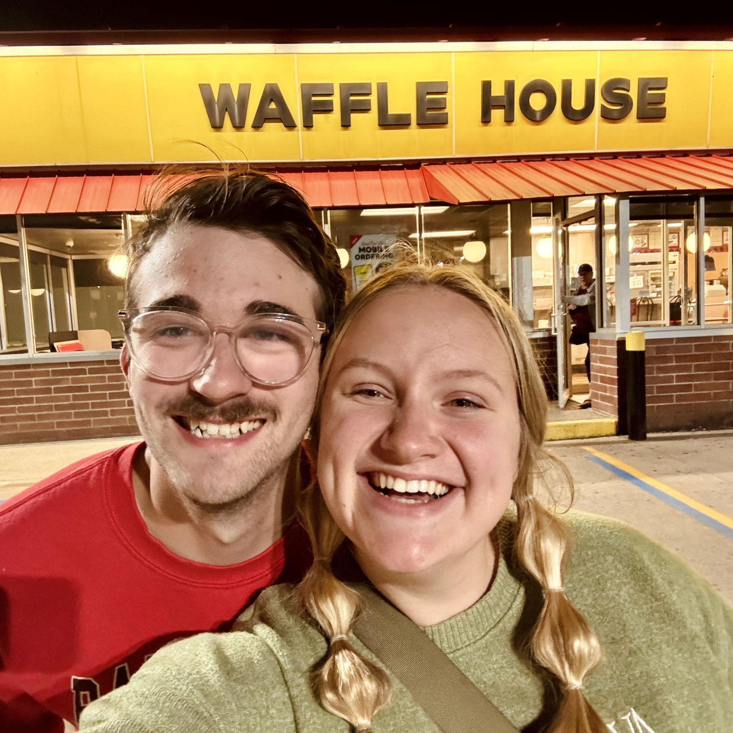 you will have to ask about the waffle house story
