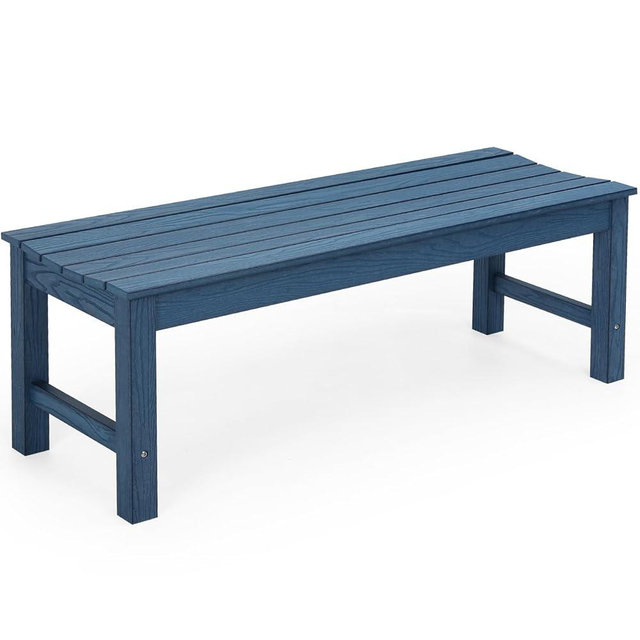 Stoog Outdoor Bench, 2-Person Patio Dining Bench, Waterproof Garden Bench, Never Rot or Fade, for Porch, Garden, Deck, and Entryway, Blue