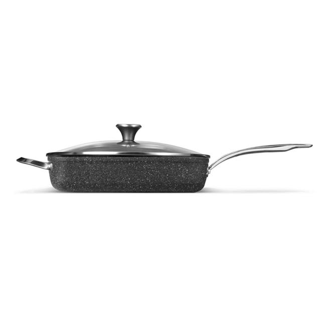 STARFRIT The ROCK Nonstick 5.2 qt. Deep Fry Pan with Lid in Black