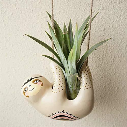 Cute Sloth Gift Ceramic Succulent Planters/Hanging Planters Pottery Cactus Flower Pot, Air Plant Vase Holder for Indoor and Outdoor Decoration