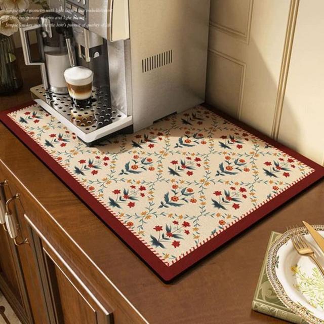 Cciphy Cute Coffee Maker Mat for Countertops, Coffee Bar Accessories, Colorful Dish Drying Mat for Kitchen Counter, Absorbent Quick Drying Mat, 12 X16 inch Countertop Protection Drying Pat (C)