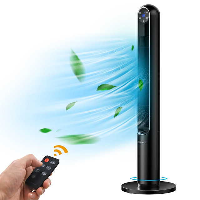 Costway 42'' Tower Fan Smart Display Panel 12H Timer 80˚ Oscillating Fan w/Remote Black