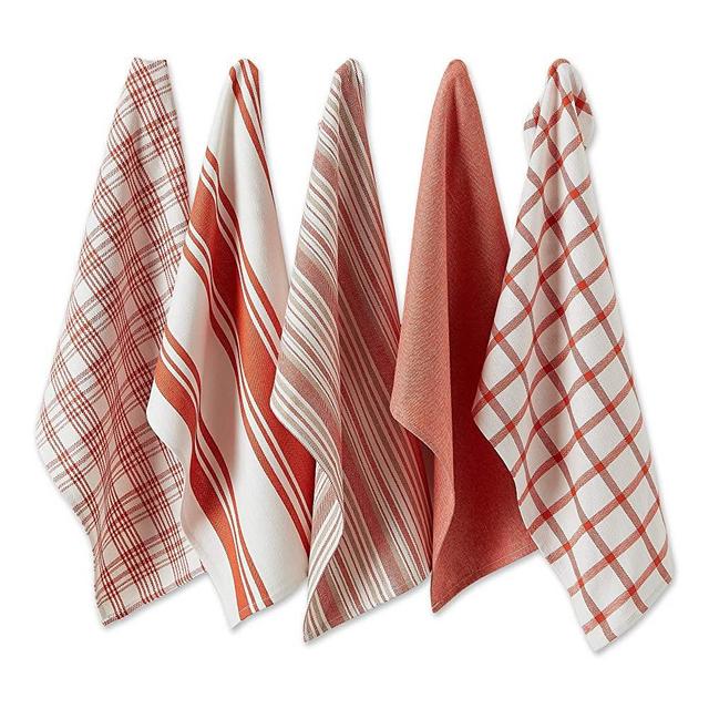DII Assorted Woven Dishtowel Set, 18x28, Spice 5 Count