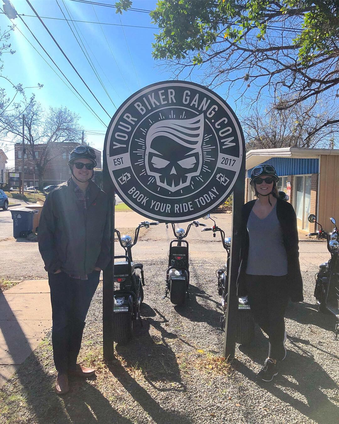 Riding motorized mini bikes in Austin