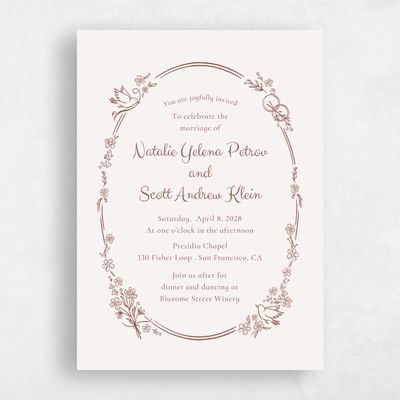 Light Oatmeal, Brown Wedding Invitation - Harper Portrait