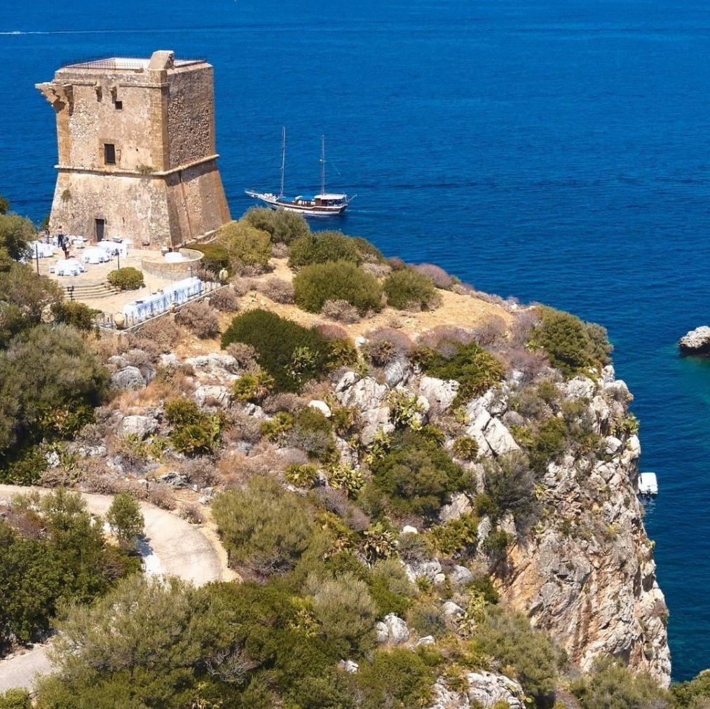 The historic venue tower and coastline