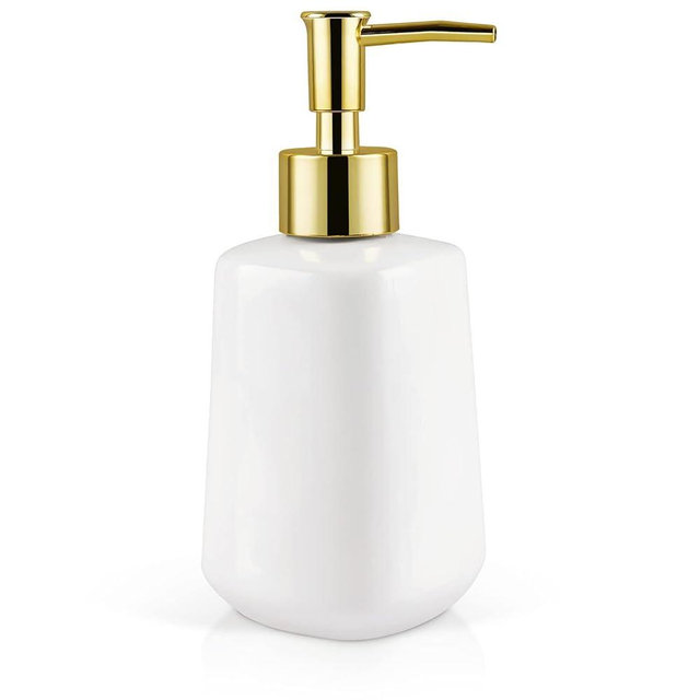 Natheeph Dish Soap Dispenser, Hand Soap Dispenser Ceramic Bottle, Refillable Liquid Great for Kitchen Dish Soap, Hand Soap, Essential Oil & Lotion (Bright White)