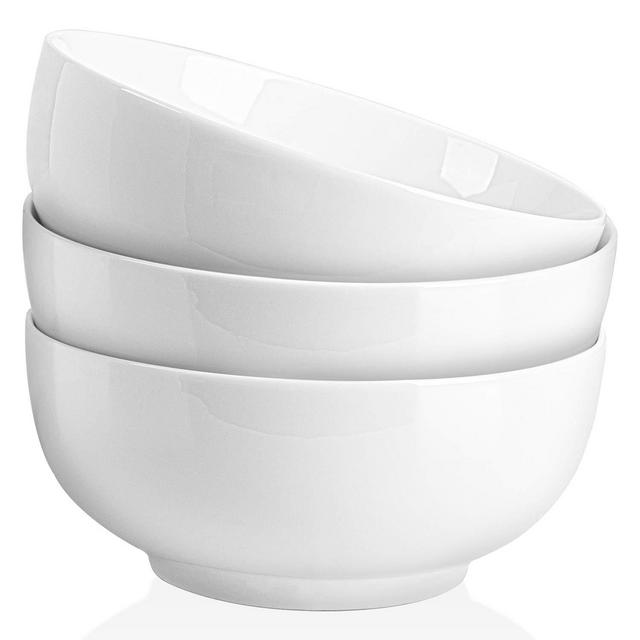 Delling 3Pack Dessert Bowls Small Cereal Bowls Set, 4.4" White Ceramic Soup Bowl, Small Serving Bowls for Rice, Ice Cream, Pasta, Oatmeal, Snacks, Side Dishes,Microwave and Dishwasher Safe