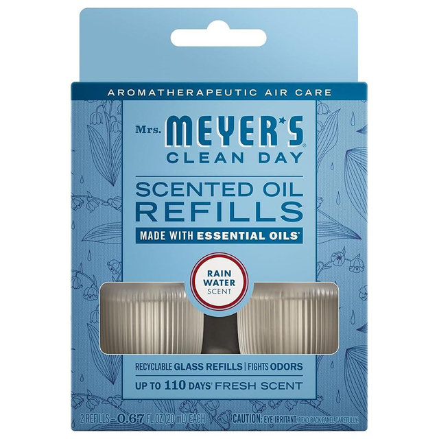MRS. MEYER'S CLEAN DAY Scented Oil Refills, Rain Water, contains 2 .67 fl oz refills