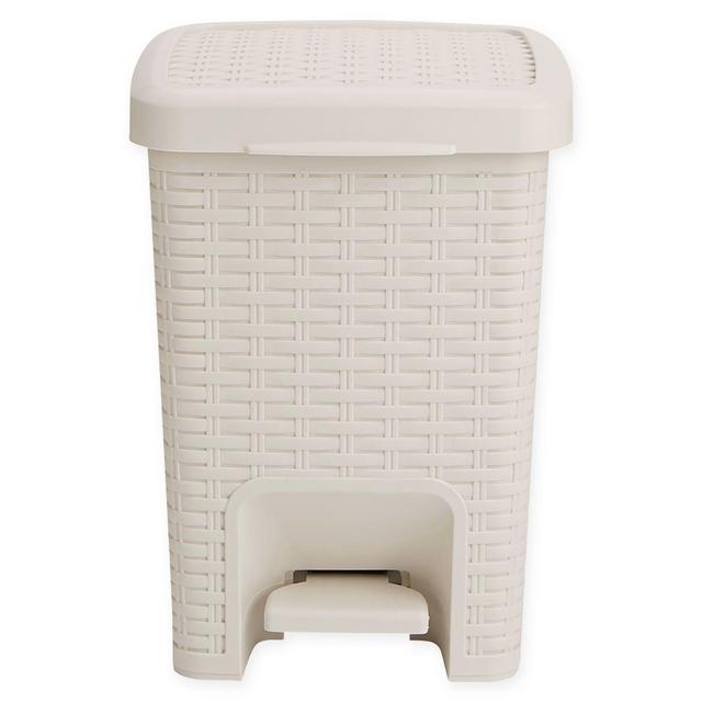 Mind Reader Bathroom Step Trash Can in White