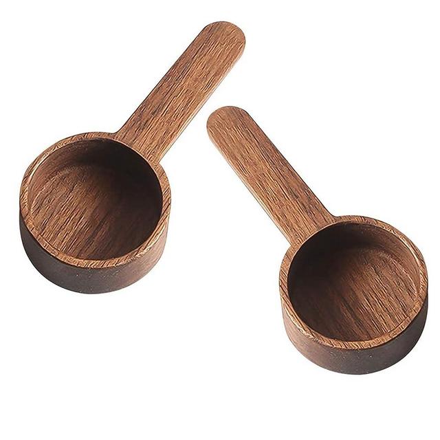 2 Pcs Coffee Spoons Set, Walnut Wooden Measuring Spoon Set, Kitchen Measuring Spoons Tea Coffee Scoop Sugar Spice Measure Spoon Measuring Tools (8g per scoop)