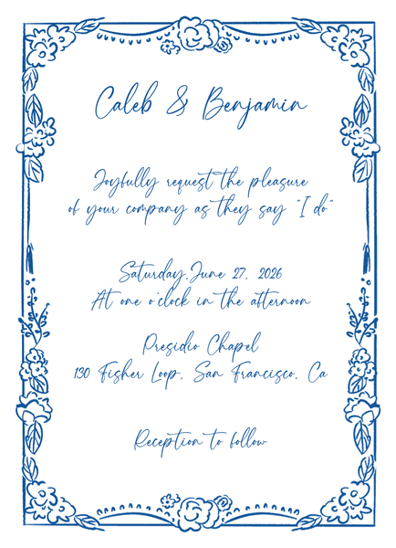 Oia Portrait | Cobalt | Zola Wedding Invitations