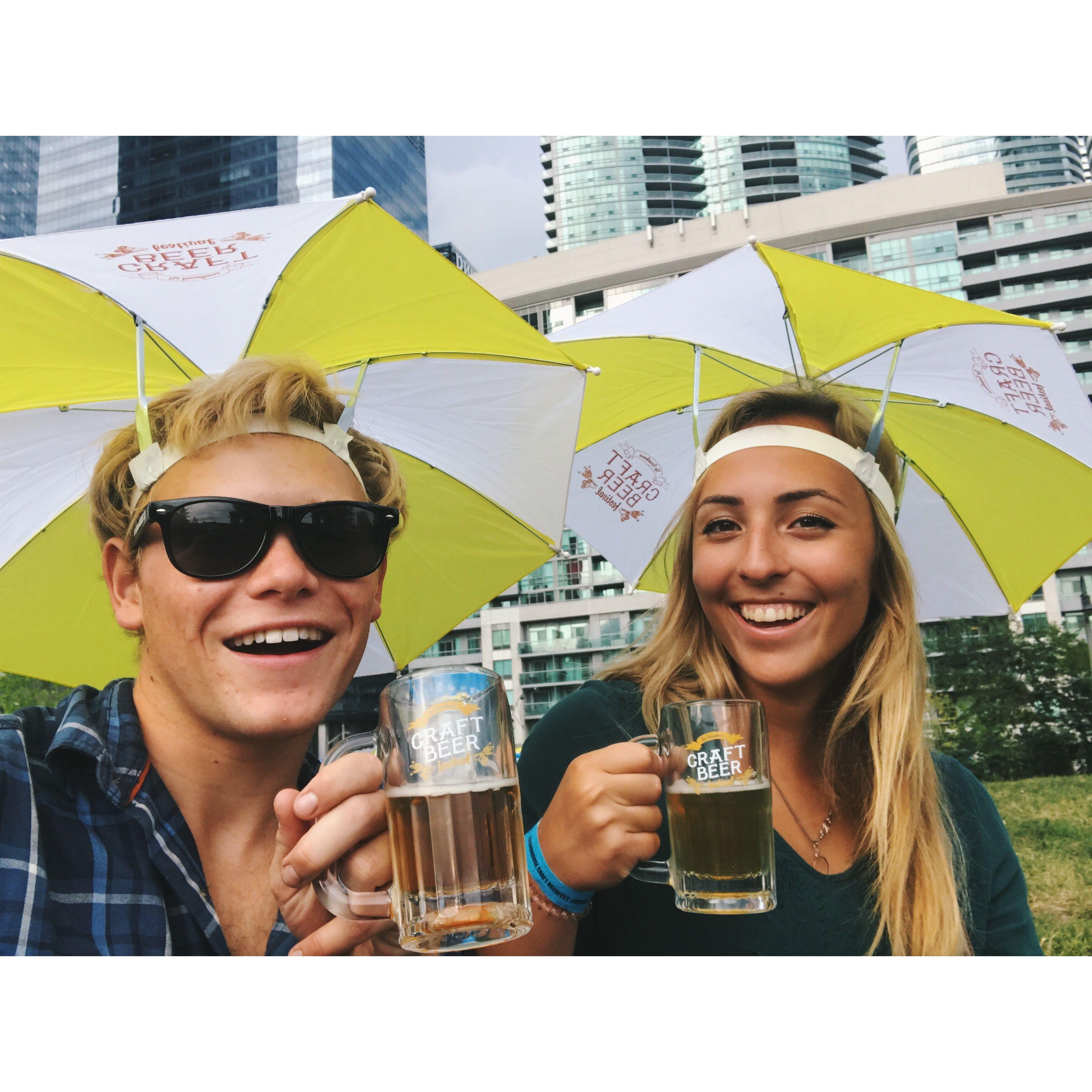 August 2017 - Stumbled across a beer festival in Toronto and got ourselves some umbrella hats!