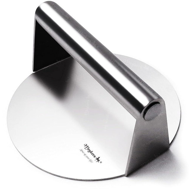 Meykers Smash Burger Press 6.3” Burger Smasher | for Griddle Grill Pan Skillet | Weight Gain Flat Presser Smashburger Maker 304 Stainless Steel | Meat Bacon Sandwich Panini | Tool Kit for BBQ Lover
