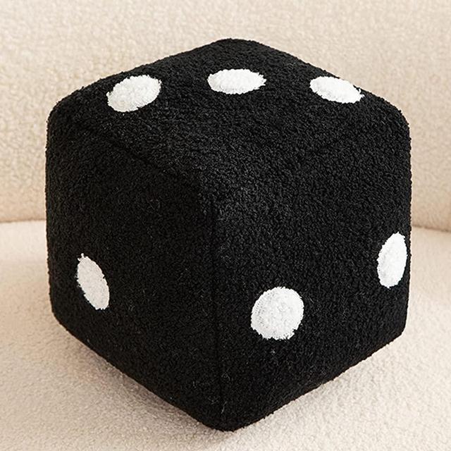 QQXX Faux Lambs Wool Square Pouf Ottoman,Fuzzy Soft Bean Bag Cube Stool with Invisible Zipper,Cartoon Foot Rest Stool for Living Room Bedroom(40x40cm(16x16), Black)