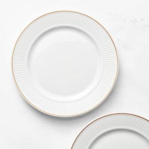 Pillivuyt Plisse Gold Porcelain Dinnerware Salad Plates (Set of 8)