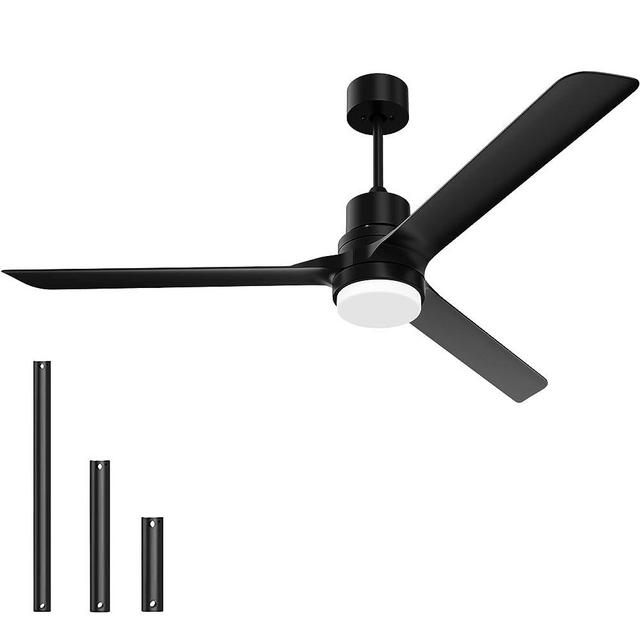 alescu Black Ceiling Fans with Lights,60" Indoor and Outdoor Ceiling Fan with Remote Control, Modern Reversible DC Motor Plastic Fan Blade for Patio Bedroom Living Room Outdoor