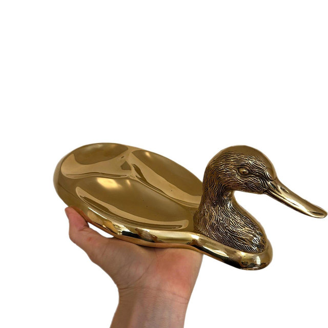 Vintage Brass Duck Valet Dish | Mid Century Modern Catchall, Coastal Decor