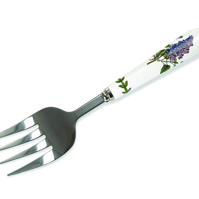 Portmeirion Botanic Garden Serving Fork | 9 Inch Serving Fork with Porcelain Handle | Features a Garden Lilac Motif | Made from Stainless Steel and Porcelain