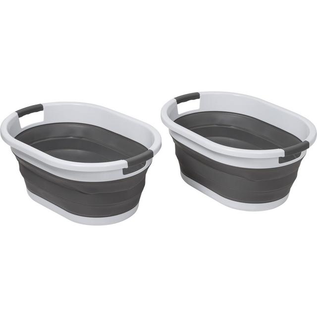 Honey-Can-Do Set of 2 Collapsible Hampers Dark Gray/White