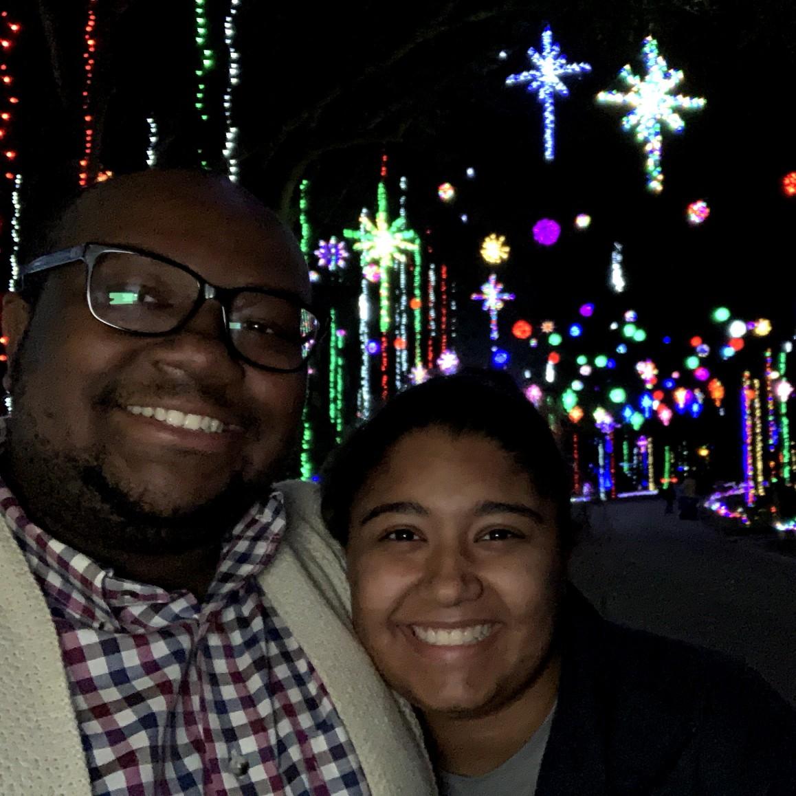First time going to see the Girvin lights together. Traffic was so light that we were able to park the car and walk. This is one of my favorite pictures of us.
12.10.2018