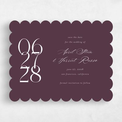 Purple Scalloped Wedding Save the Date - Aion Landscape
