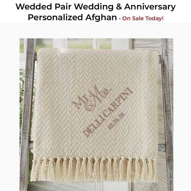 Wedded Pair Wedding & Anniversary Personalized Afghan