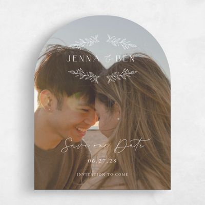 White Arch Wedding Save the Date - Phippsburg Photo