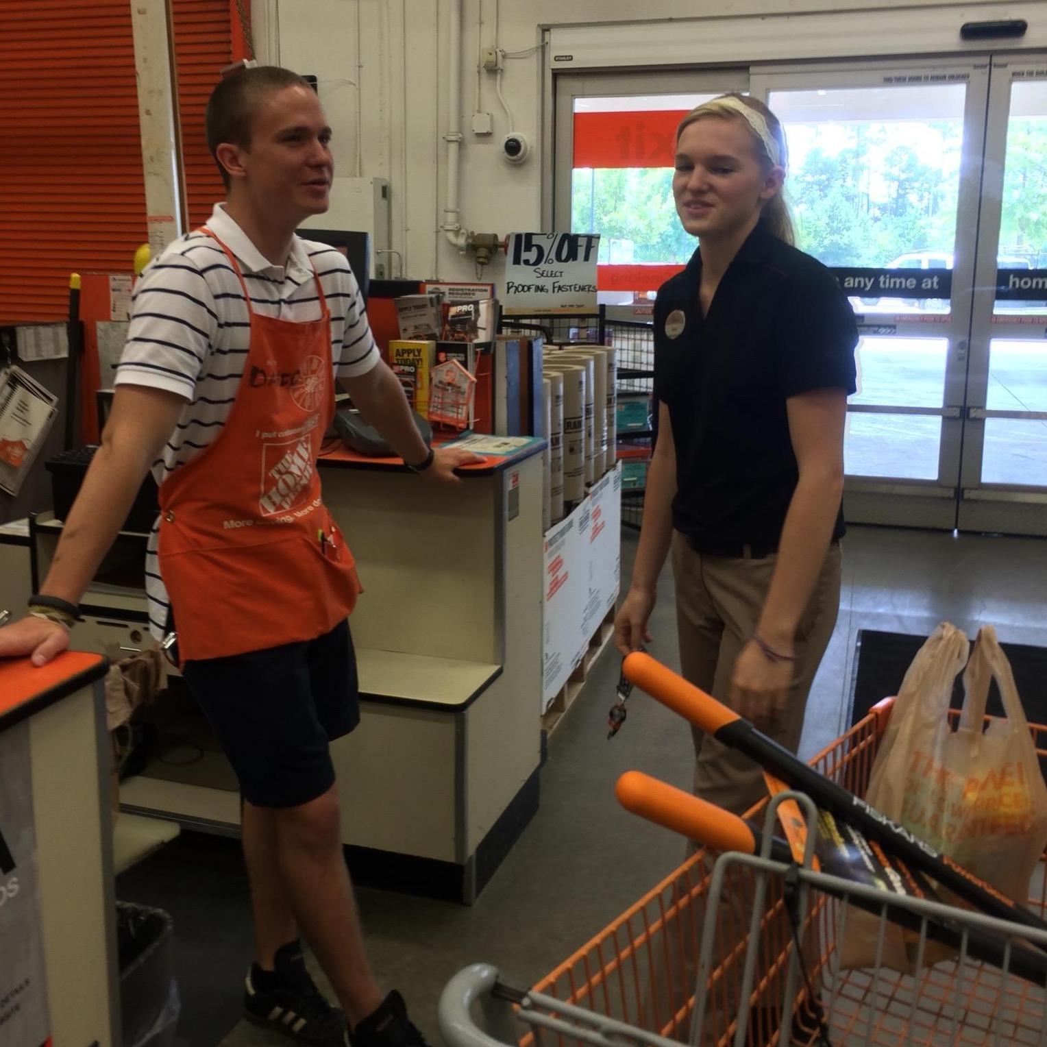 High School jobs - 
David hard at work at Home Depot
Me post Chick-fil-a shift