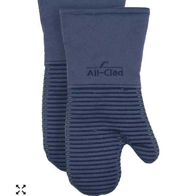Ribbed Silicone Cotton Twill Oven Mitt, Set of 2