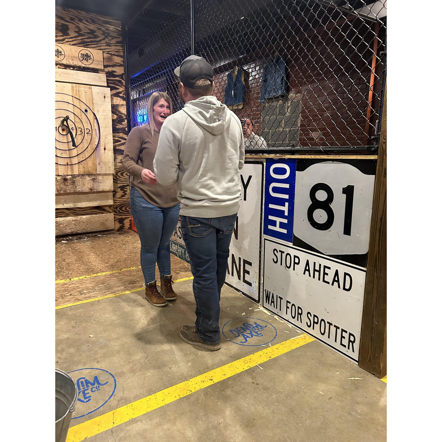 The night he popped the question! March 22, 2024. PC: Kirsten McCarthy | Location: Denim Axe Co.