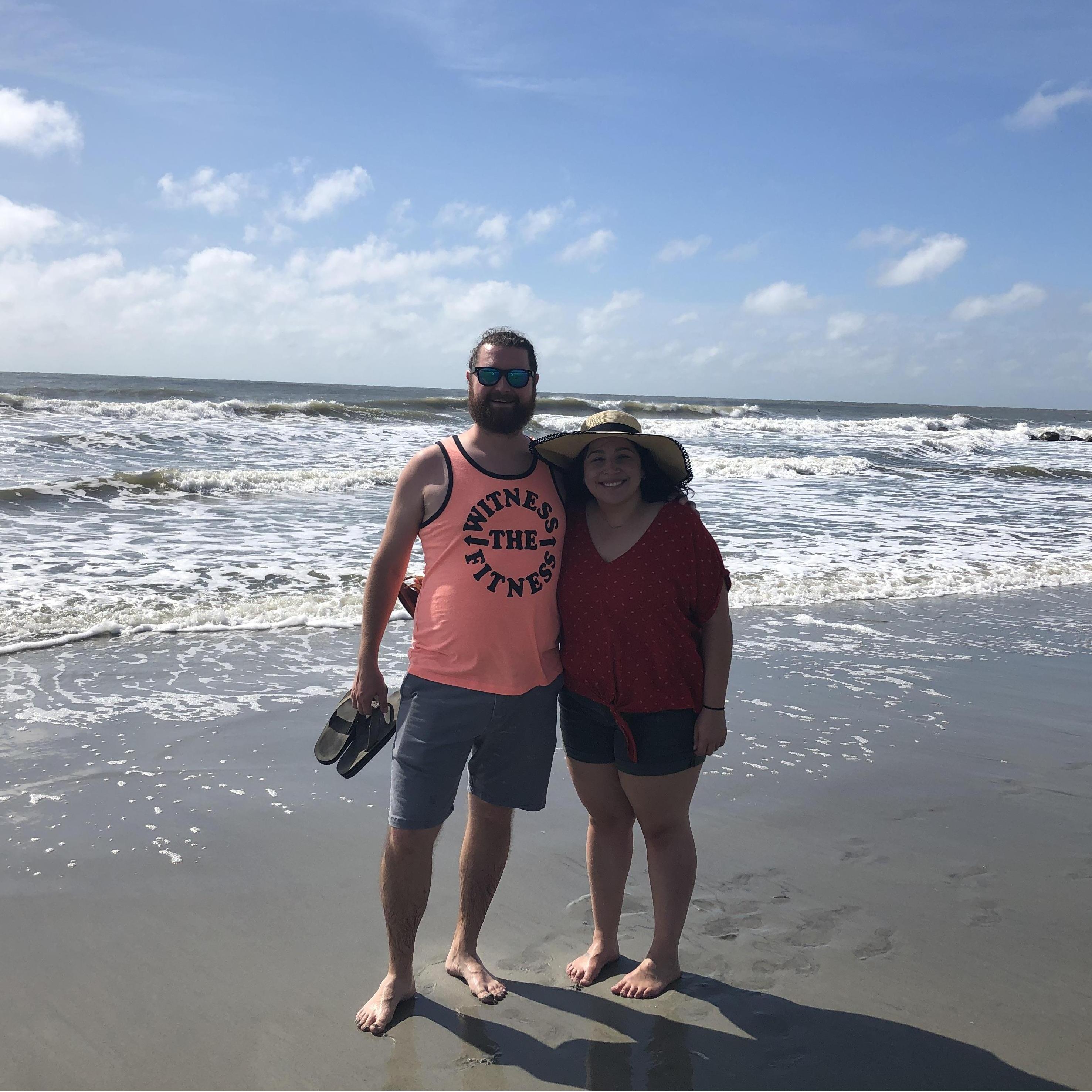 Celebrating our one-year dating anniversary at the beach!