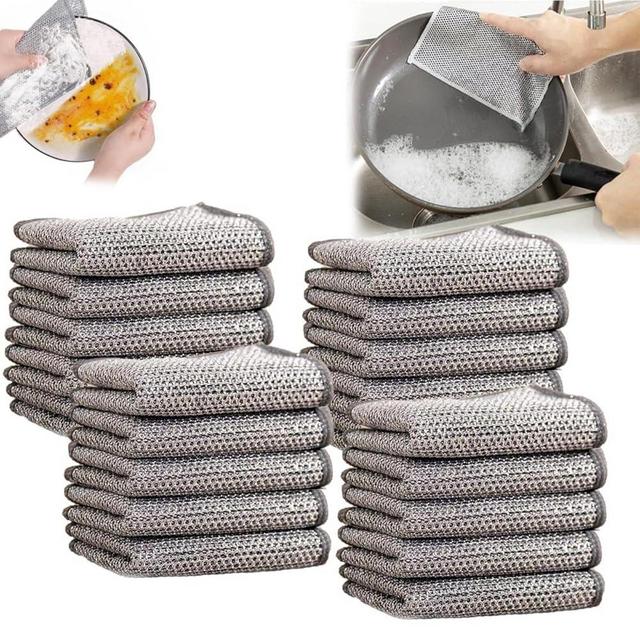 Cleaning Cloths, Multipurpose Wire Miracle Cleaning Cloths, Multipurpose Wire Dishwashing Rags for Wet and Dry, for Washing Dishes, Sinks, Counters, Stove Tops (20 Pcs)