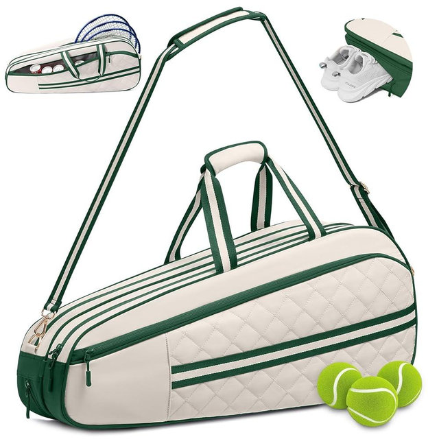 Sucipi Tennis Bag for Women & Men, 3-6 Rackets Tennis Racket Bag with Shoe Compartment & Insulated Pocket, Water-Resistant Gym Bag, Perfect Tennis Accessories for Court Training & Daily Use