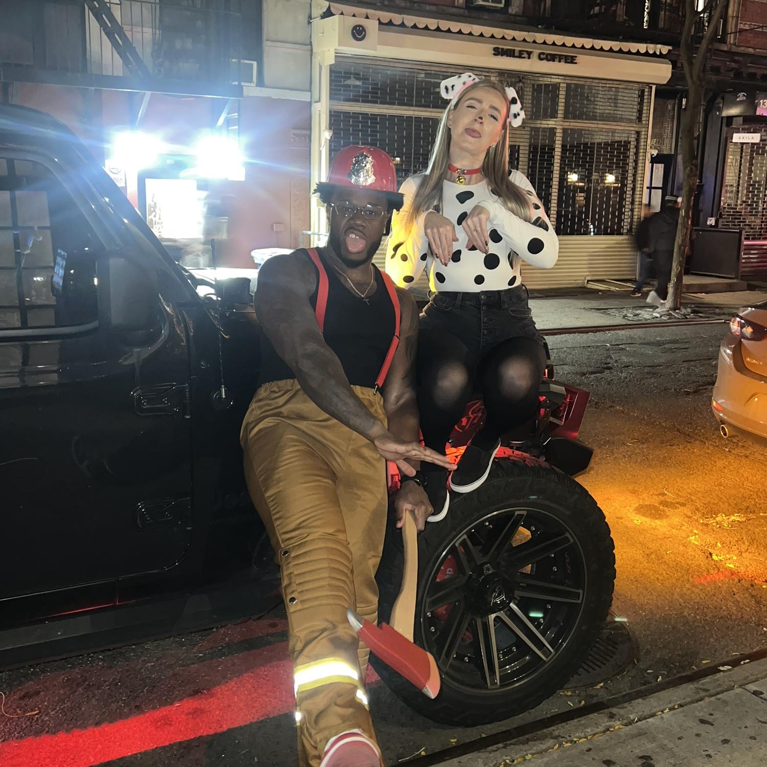 Halloween 2025, a firefighter and his Dalmatian.