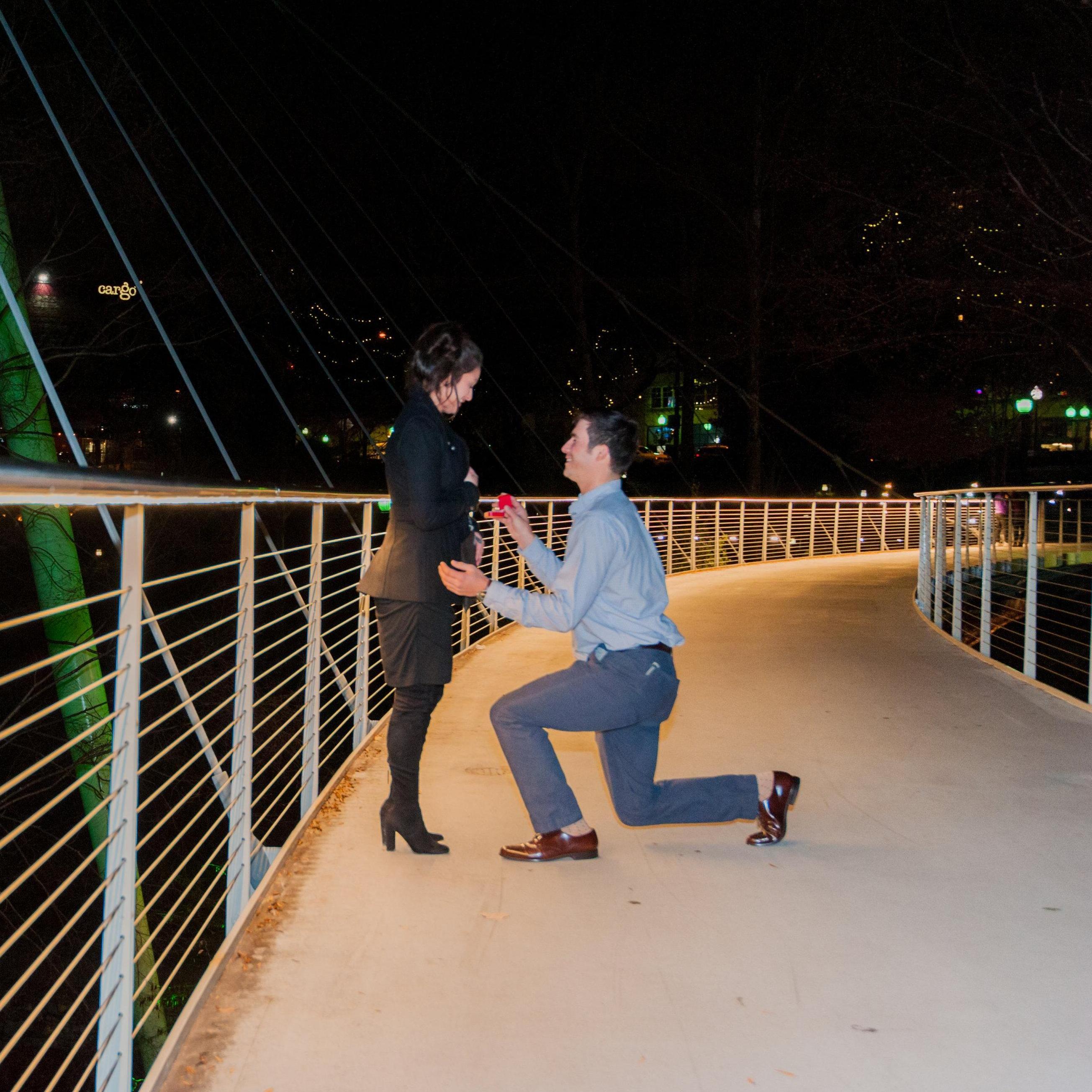 Zach proposed in downtown Greenville on December 30, 2019