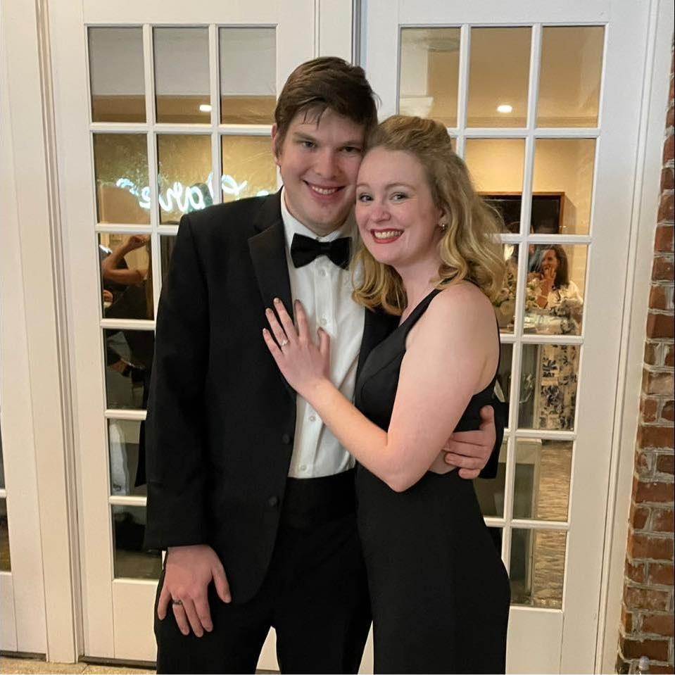 The only other time that Jake has seen Meredith wear a long gown and heels is at her cousin Caroline's wedding. (#CaroandKyledowntheaisle)