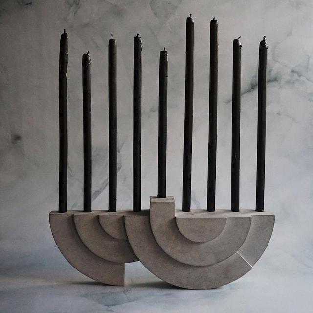 Contemporary concrete modern menorah/ Hanukkah Candle Holder/ Hanukkah/ Menorah/