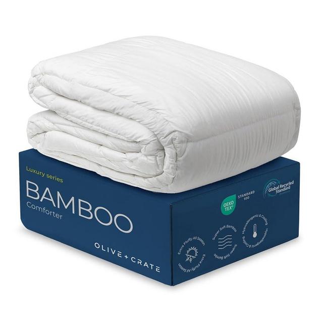 Olive + Crate 100% Cooling Bamboo Comforter from Viscose - California King Size - Hypoallergenic, Breathable & Moisture-Wicking Bedding - All Season Lightweight Plush Design - Organic Bamboo Comforter