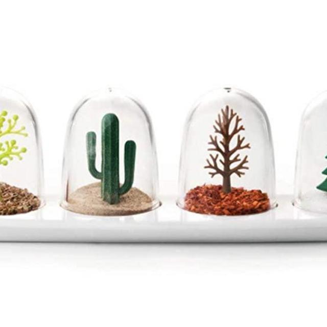 Kitchen Seasoning Jar with Tray, Seasoning Shaker, Four Seasons Design, 4 in 1