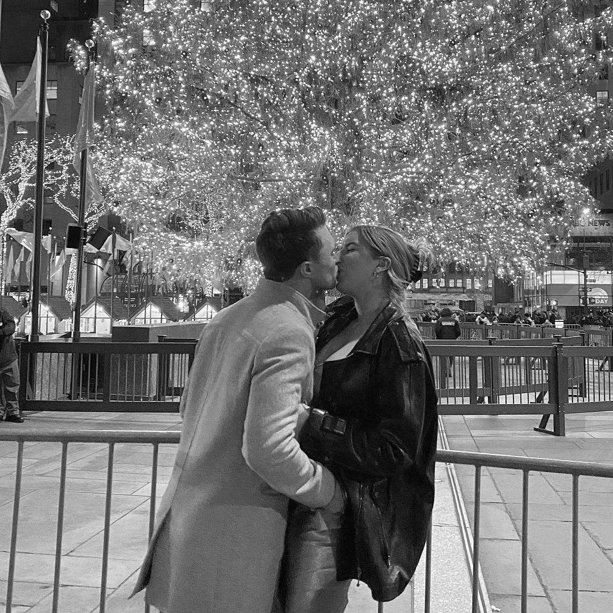 Rockefeller Plaza, seconds before the proposal!