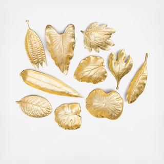 Large Brass Foliage Dishes, Set of 10