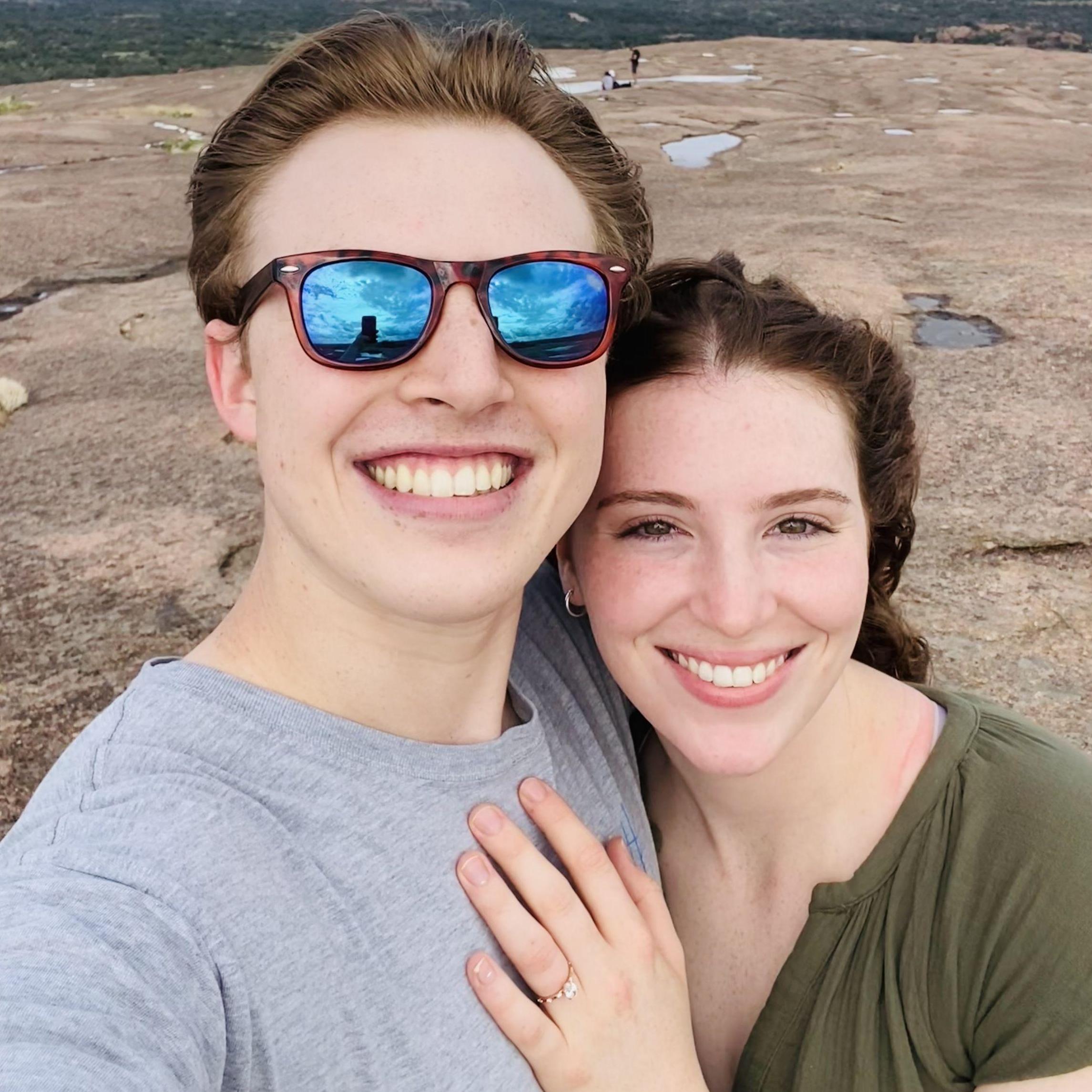 Photo taken right after we got engaged at Enchanted Rock!
